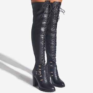ShoeDazzle High Road High Block Heel Combat Boot
